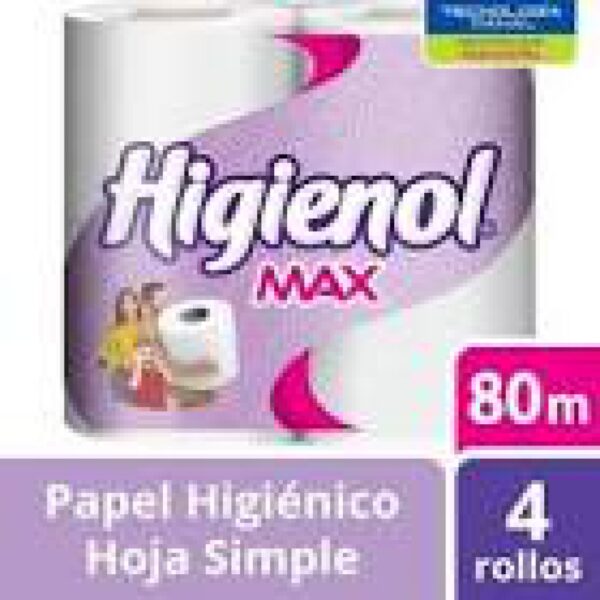 PAPEL HIGIENICO HIGIENOL MAX 80Mx4U